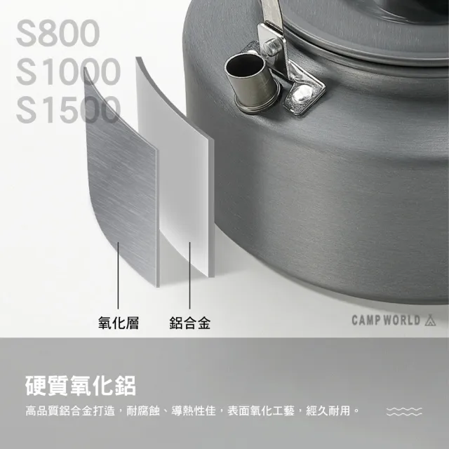 【Campingmoon 柯曼】戶外茶壺 S800 0.8L(煮水壺 茶壺 Campingmoon 露營 逐露天下)