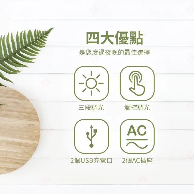 【生活小集】日式床頭燈 觸控款 附可調光LED燈泡(BSMI LED檯燈 觸控檯燈 床頭燈 小夜燈 臥室燈 充電檯燈)