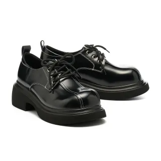 【MISS 21】復古少女紳士風微光感綁帶大頭厚底鞋(黑)