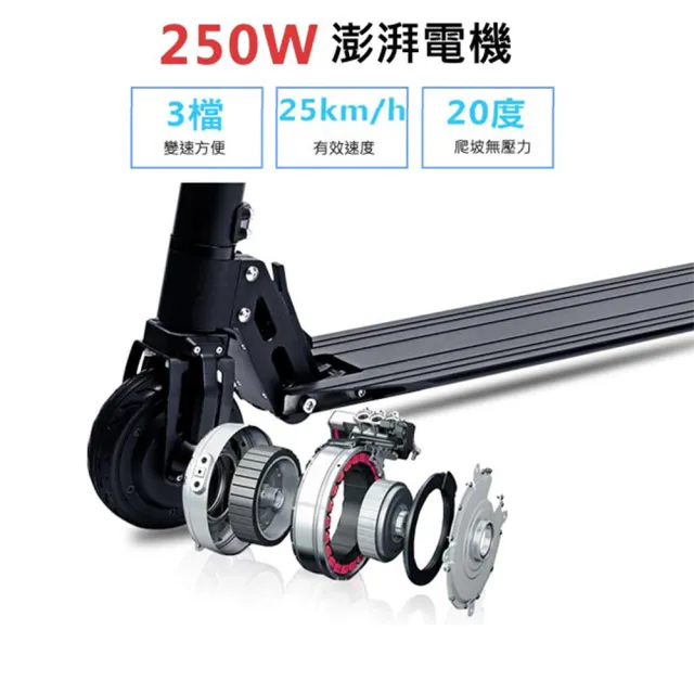 【CARSCAM】LED大燈鋁合金6.5吋智能折疊電動滑板車(贈手機支架+滑板車提袋)