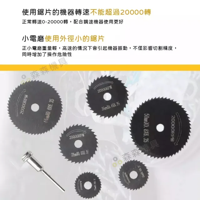 【Komori 森森機具】電磨機配件 高速鋼切割片 鋸片 6PC(木工鋸片 塑料鋸片 電鑽迷你小切片 小圓鋸片)