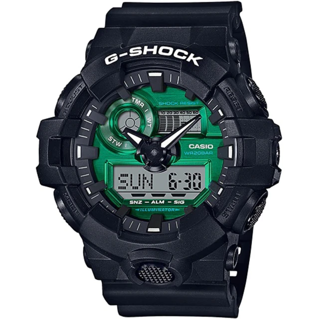 CASIO 卡西歐 G-SHOCK 午夜綠時尚計時手錶 新年 聖誕 禮物(GA-700MG-1A)