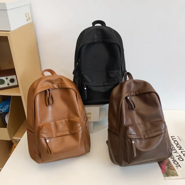 【Starshop】雙11 PU軟皮後背包 通勤雙肩包 大學生書包 男女通用旅行背包 媽媽包 女包(旅行/通勤