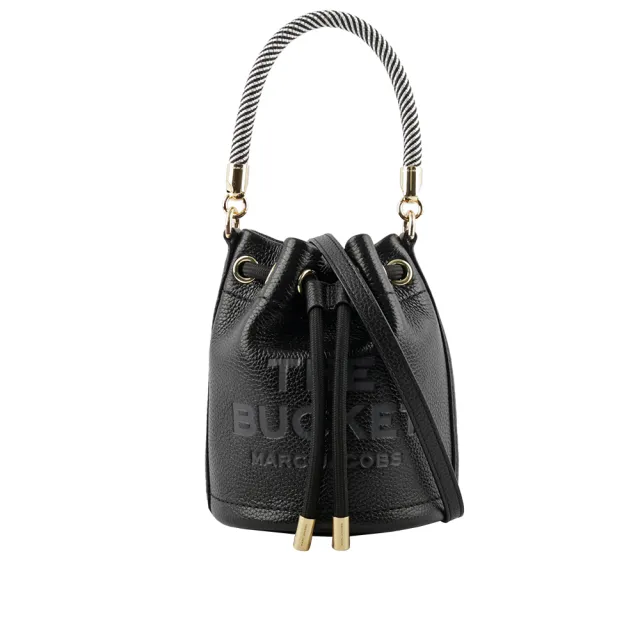 【MARC JACOBS 馬克賈伯】The Bucket Bag Logo 壓印二用迷你水桶包(黑色)