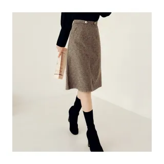 【OB 嚴選】溫暖厚實毛呢造型腰頭後開拉鍊A字裙 《CA2497》