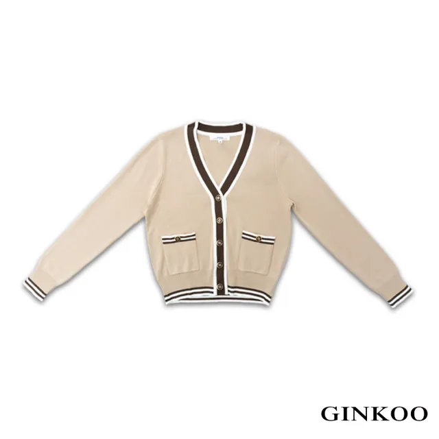 【GINKOO 俊克】氣質前口袋針織外套