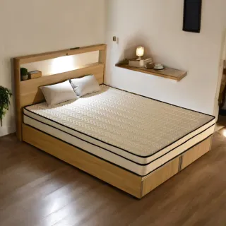 【IHouse】山田 雙大6尺房間3件組(燈光插座床片、床底、床墊)