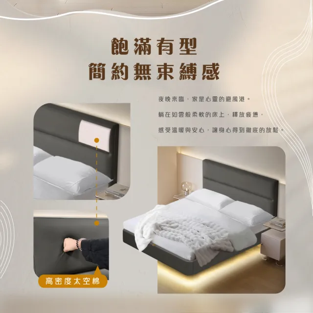 【IHouse】布蘭頓 雙大6尺 現代貓抓皮 房間2件組(床片+懸浮床)