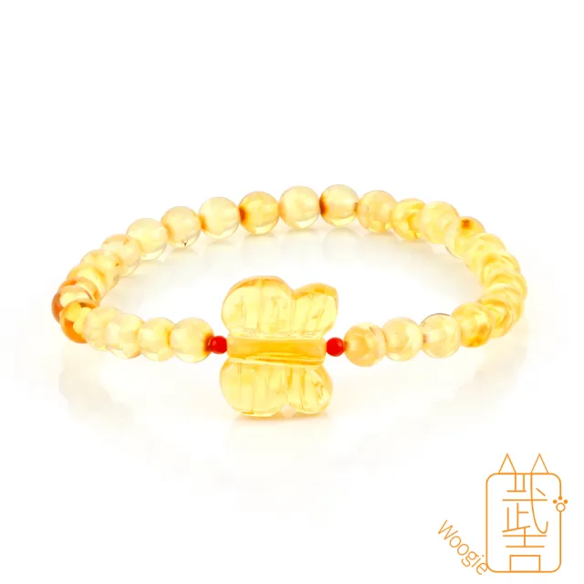 【Woogie武吉珠寶】琥珀蜜蠟手工陰雕琥珀手鍊(蝴蝶16mm)
