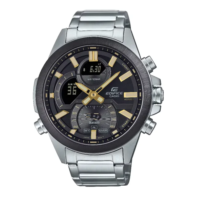 【CASIO 卡西歐】藍芽賽車雙顯錶 48.7mm(ECB-30DB-1A9)