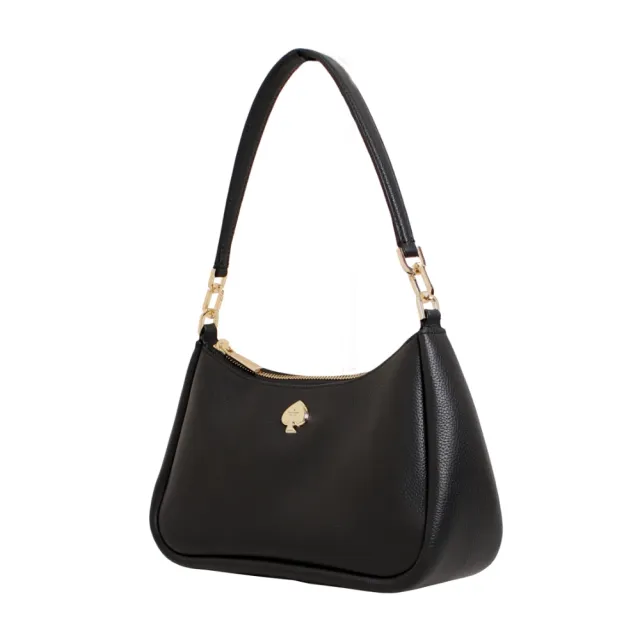 【KATE SPADE】KAYLA金屬桃心LOGO單肩斜背兩用包 斜背包 肩背包(金棕色/經典黑)