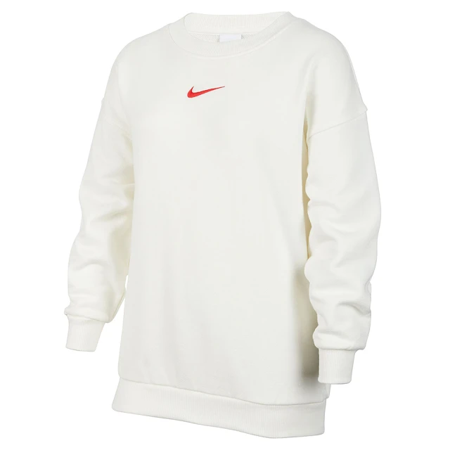 NIKE 耐吉 長袖上衣 童裝 大童 女童 毛圈 超寬鬆 CNY新年 G NSW CLUB FLC OS CREW GCEL 白 HV8955-133