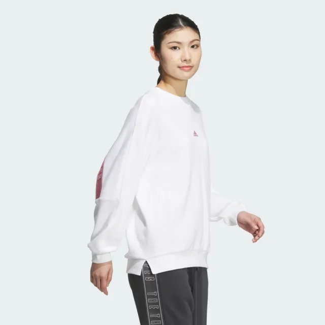 【adidas 愛迪達】Word Ft Crew 女 長袖上衣 休閒長袖 簡約 舒適 百搭 白(JG8174)