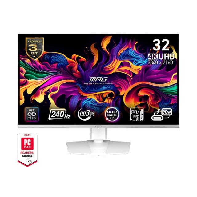 【MSI 微星】MPG 321URXW QD-OLED 32型 UHD 240Hz 電競顯示器(0.03ms/ClearMR 13000/Delta E☆2)