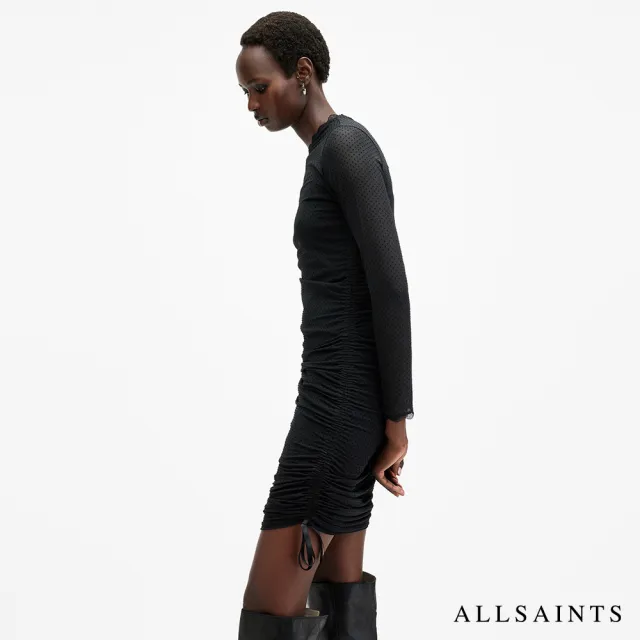 【ALLSAINTS】ADARA 圓點薄紗蕾絲短洋裝 W241DB(貼身版型)