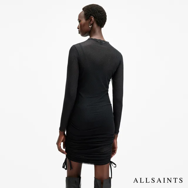【ALLSAINTS】ADARA 圓點薄紗蕾絲短洋裝 W241DB(貼身版型)