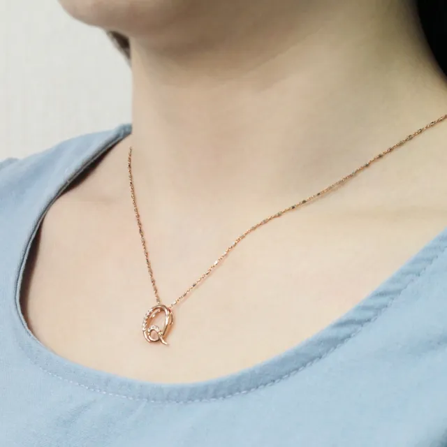 【Just Diamond】鎮金店 18K玫瑰金 Love Letter-Q 鑽石吊墜(不含鍊)