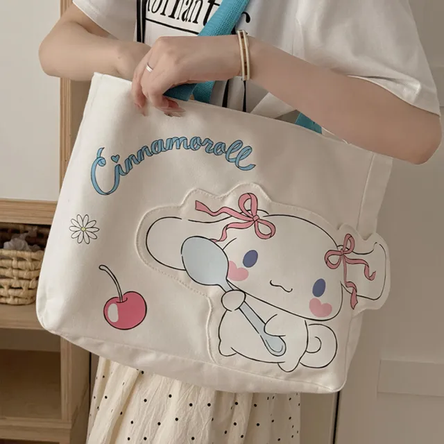 【SANRIO 三麗鷗】雙11 三麗鷗造型大容量帆布包單肩包購物袋(酷洛米/凱蒂貓/美樂蒂/大耳狗/帕恰