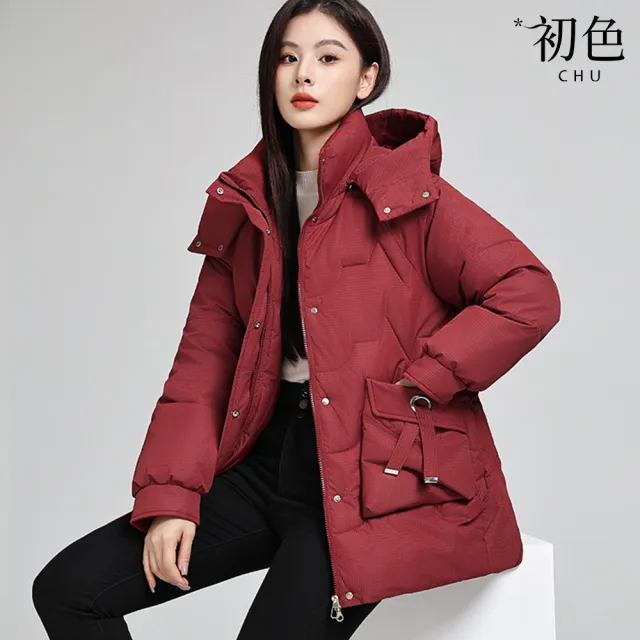 【初色】抗寒防風純色百搭科技保暖纖維棉極暖加厚外套-4款任選-39121(M-2XL可選)