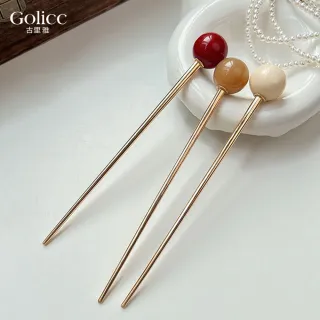 【Gulicc 古莉可】髮釵 簡約 時尚小圓球 髮簪(7夕情人節 生日 耶誕 髮飾 頭飾  髮簪 中國風 古典)