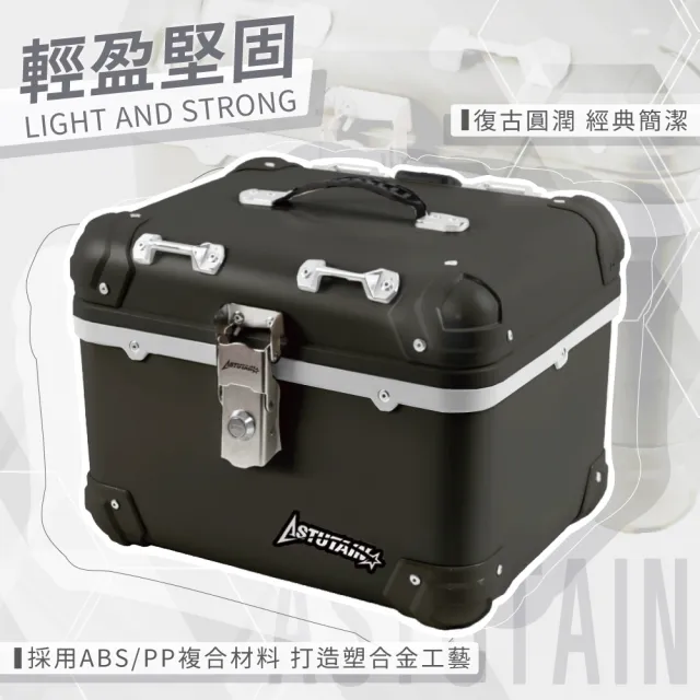 【Astutain】阿斯圖坦 45L 塑合金烤漆車尾箱 機車後箱 機車後備箱 機車置物箱 機車行李箱(復古圓角/黃)