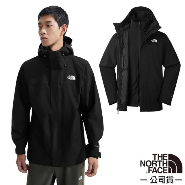 The North Face 男 DRYVENT 防水透濕二合一兩件式連帽保暖外套.夾克.風衣(89ZP-JK3 宇宙黑)