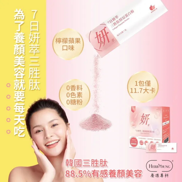 【Herbyoung養研萃方】7日妍萃三胜膠原蛋白粉 送禮 30包/盒x5盒(大組數囤貨 美麗不間斷)