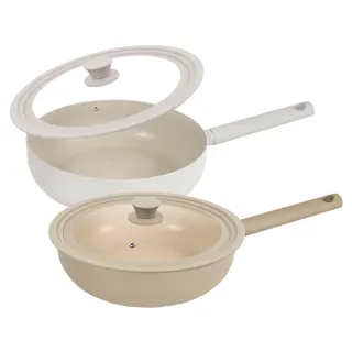 【LMG】ALBEE聯名｜奶茶不沾炒鍋附蓋28cm-IH爐可用鍋(不沾鍋 適用各種爐具)