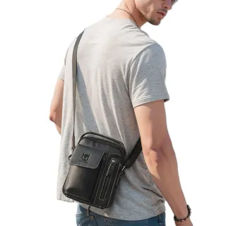 【希賽德】防水真皮隨身包 牛皮側背包 真皮斜背包 男 斜背 斜肩包 男用 隨行包 單肩包 側肩包 肩包(側包)