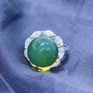 【勝弘珠寶】多明尼加藍珀簡單高雅戒指-13mm