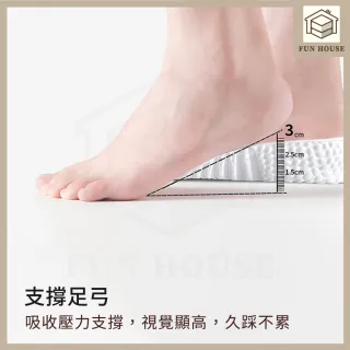 【FUN HOUSE】運動減震鞋墊(球鞋鞋墊 運動鞋墊 透氣鞋墊 氣墊鞋墊 減震鞋墊 爆米花鞋墊 增高鞋)