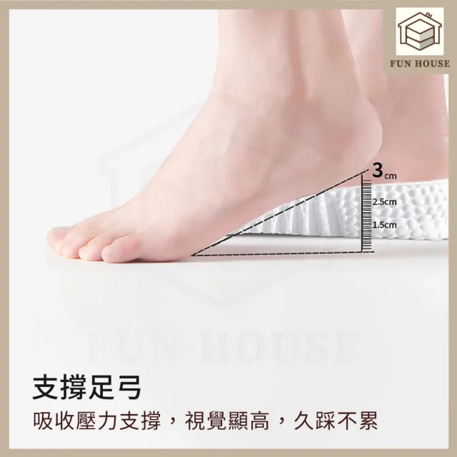 【FUN HOUSE】運動減震鞋墊(球鞋鞋墊 運動鞋墊 透氣鞋墊 氣墊鞋墊 減震鞋墊 爆米花鞋墊 增高鞋)