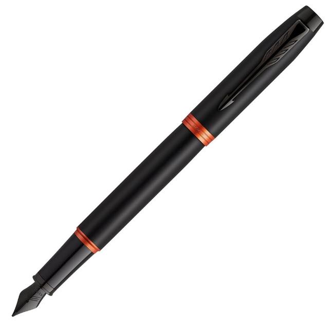 【PARKER】派克 新IM 魅影黑 橘環 鋼筆(F尖 金屬色系)