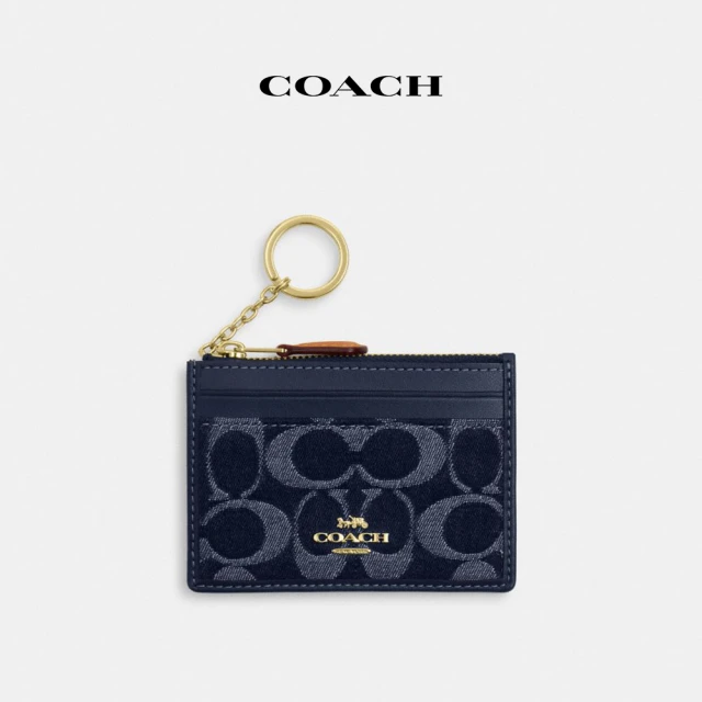 COACH 蔻馳官方直營 經典Logo丹寧布迷你簡約型證件包