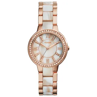 【FOSSIL】復古貴氣晶鑽陶瓷大理石渲紋腕錶-白/30mm(ES3716)