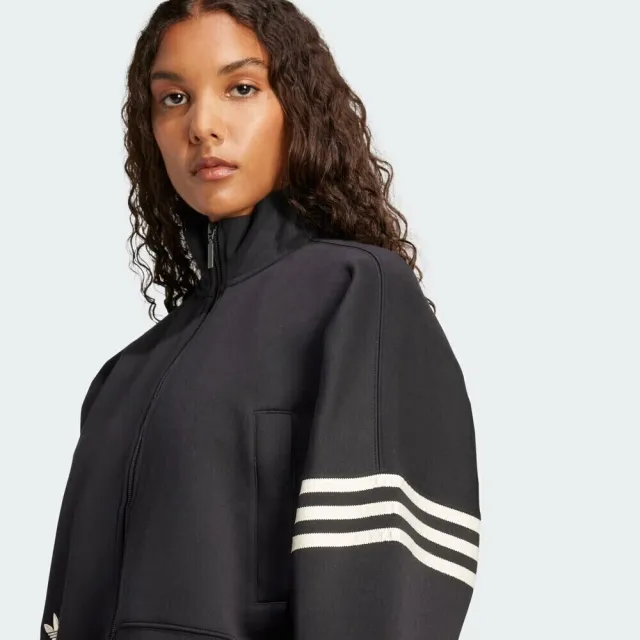【adidas 愛迪達】NEUCL Tracktop 女 立領外套 運動外套 休閒穿搭 雙向拉鍊 黑白(JI8495)