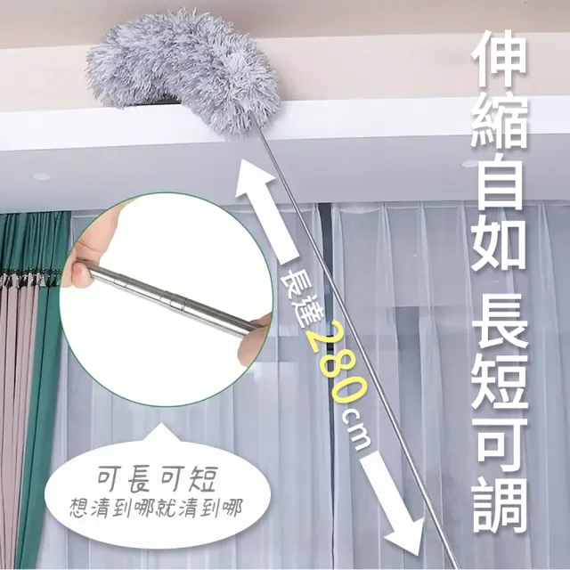 【SYU】加長2.8米 多功能除塵撢四件套 伸縮除塵撢 雞毛撢子 靜電除塵撢 大掃除