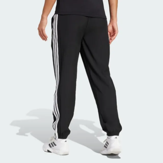 【adidas 愛迪達】長褲 女 運動褲 慢跑 吸排 WE 3S WOVEN PT 黑白 JI8313