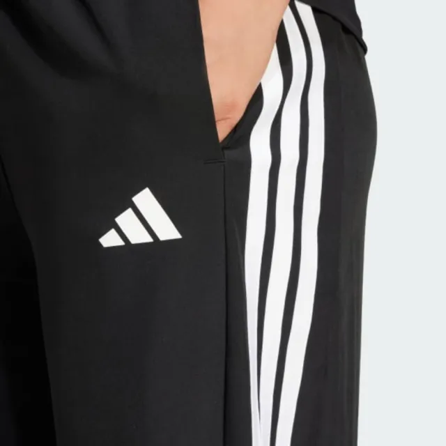【adidas 愛迪達】長褲 女 運動褲 慢跑 吸排 WE 3S WOVEN PT 黑白 JI8313