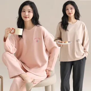 【Kosmiya】1套 保暖德絨 韓系卡通長袖睡衣/女睡衣/居家服/兩件式睡衣(4色可選/均碼/加大碼)