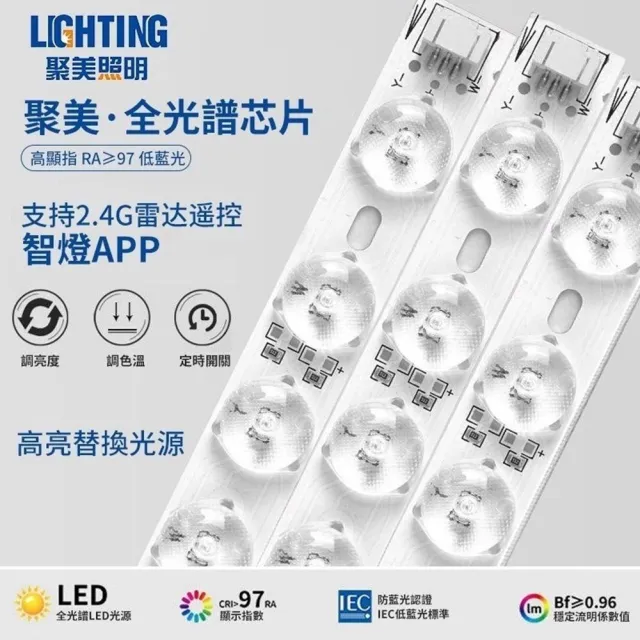 【聚美照明】40CM4200流明3-5坪吸頂燈 全光譜護眼LED(防藍光護眼燈/三色無極調光附遙控/簡約北歐風)