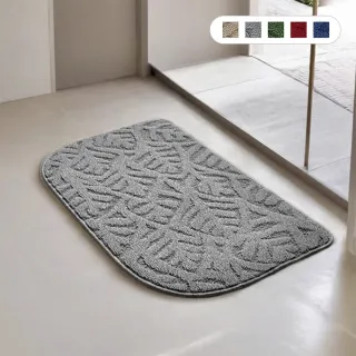 【聚時柚】可機洗 立體層次刮泥吸水76*46cm玄關腳踏墊(丙綸圈絨提花地墊)