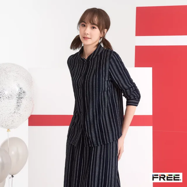 【FREE】INDIGO混紡羊毛條紋短外套(胚白)