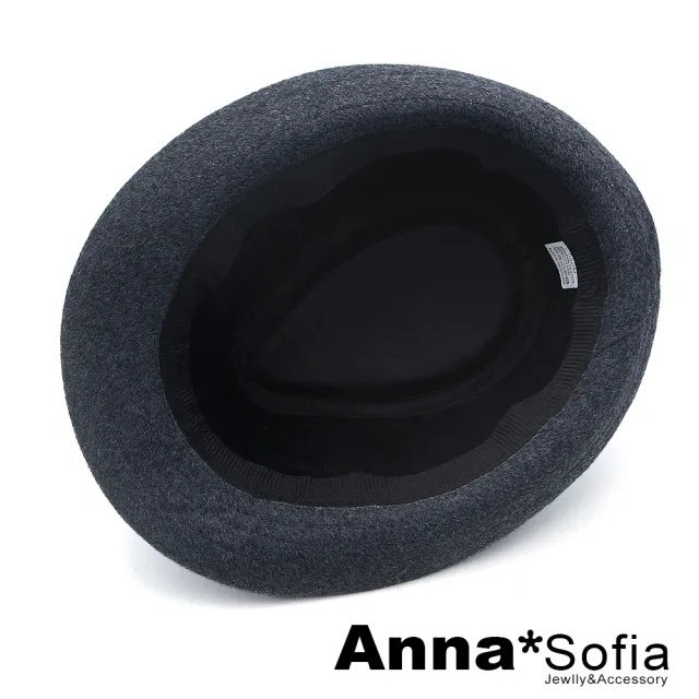 【AnnaSofia】紳士帽爵士帽禮帽-仿羊毛黑帶飾 現貨(深灰系)