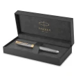 【PARKER】派克 18K金 卓爾純銀格紋金夾 F尖 鋼筆 法國製造