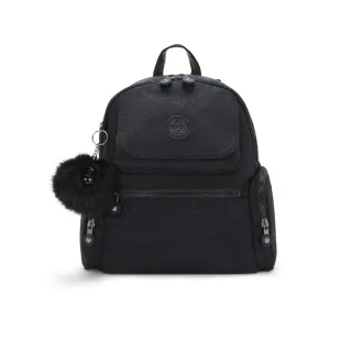 【KIPLING官方旗艦館】墨黑壓印多口袋拉鍊後背包-MATTA