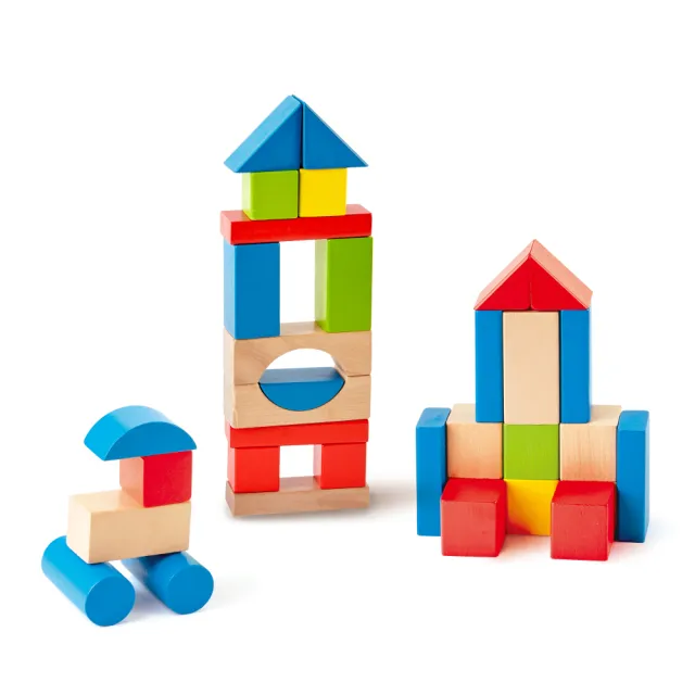 【Hape】彩虹積木組50件組(益智成長/積木遊戲/木製玩具/木頭玩具)