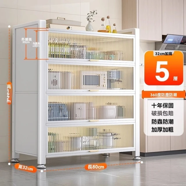 耐家 5層廚房收納置物架-80×32×144公分(微波爐置物架/儲物架/碳鋼置物架/耐重層架/預售15天)
