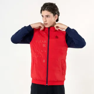 【Munsingwear】企鵝牌 男款紅色立領LOGO印花剪接鋪棉背心 MGUL6502