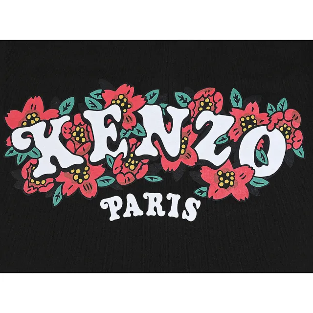 【KENZO】KENZO VERDY MARKET海棠花印刷標誌棉質短袖T恤(女款/黑)